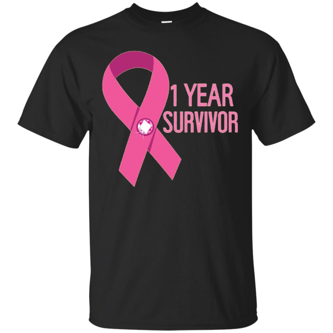 Breast Cancer Tee 1 Year Survivor Pink Ribbon T-shirt