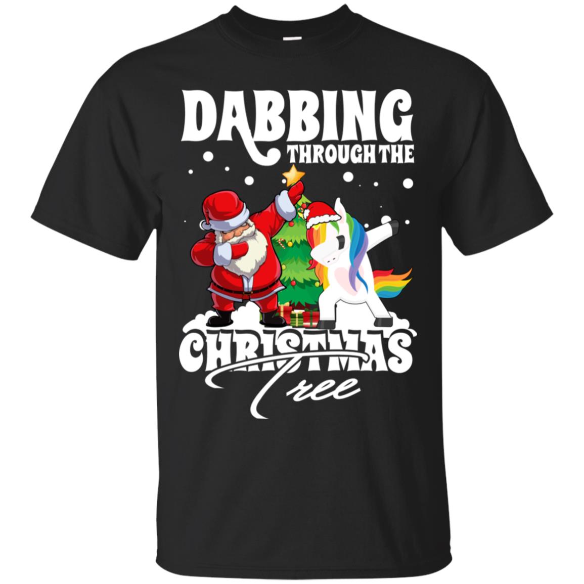 Dabbing Around The Christmas Tree Santa Unicorn Sleeve Shirts