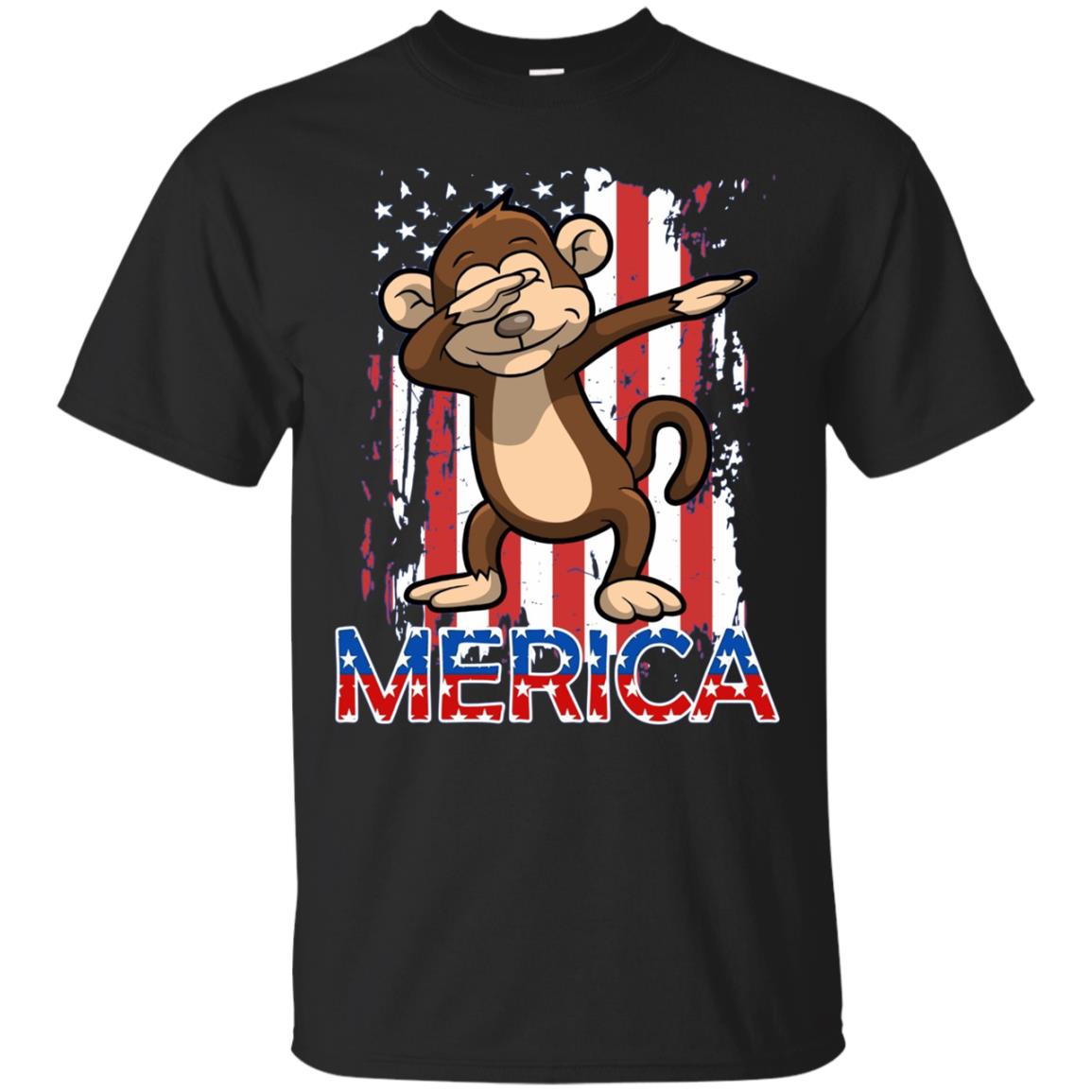 Dabbing Monkey American Usa Flag Shirt 4th Of July Zoo Shirt