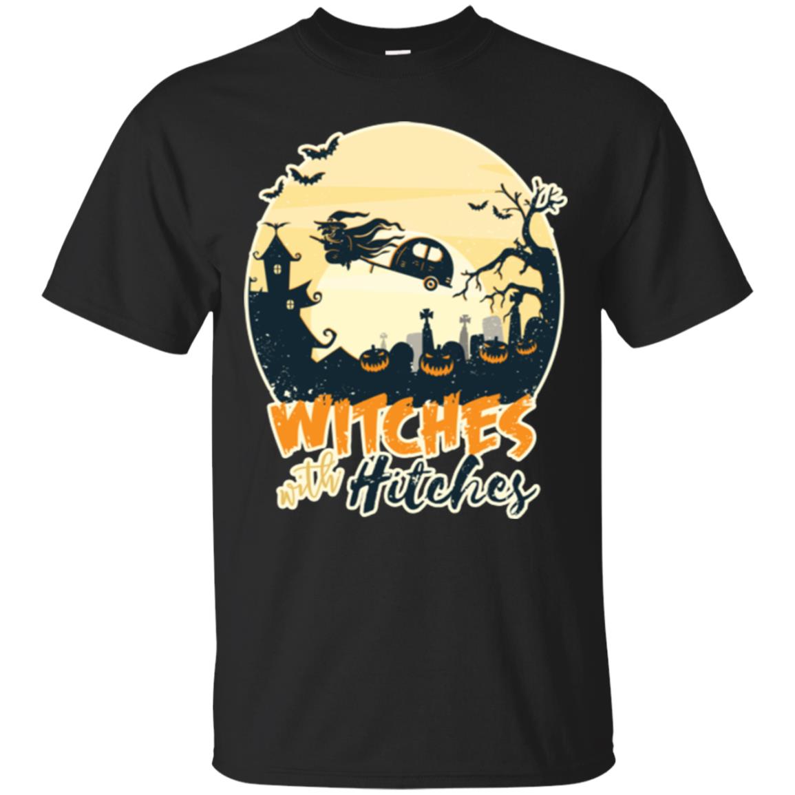 Witches With Hitches Halloween Camping T-shirt Moon Witch