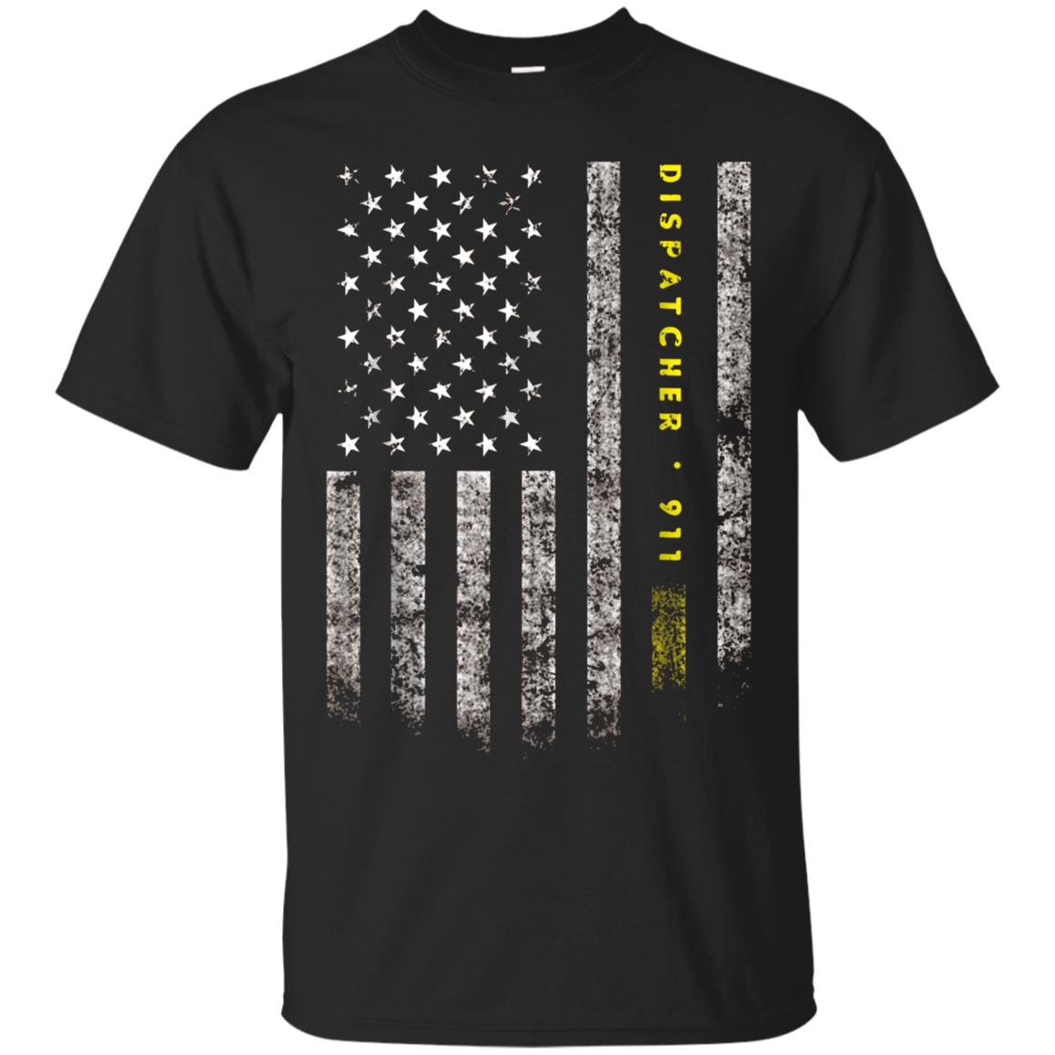 American Flag 911 Dispat T-shirt Gold Line Usa Flag