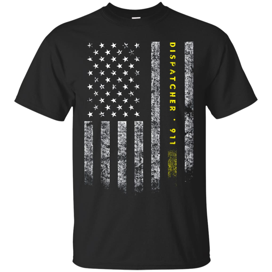 American Flag 911 Dispat Gold Line Usa Flag T Shirt