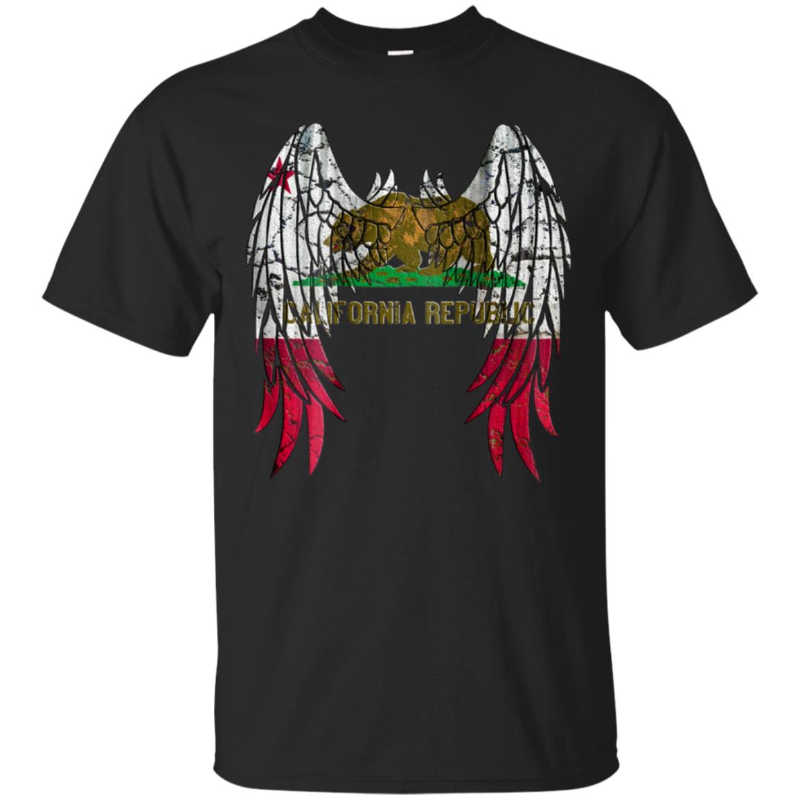 California Flag Distressed Angel Wings Tshirt