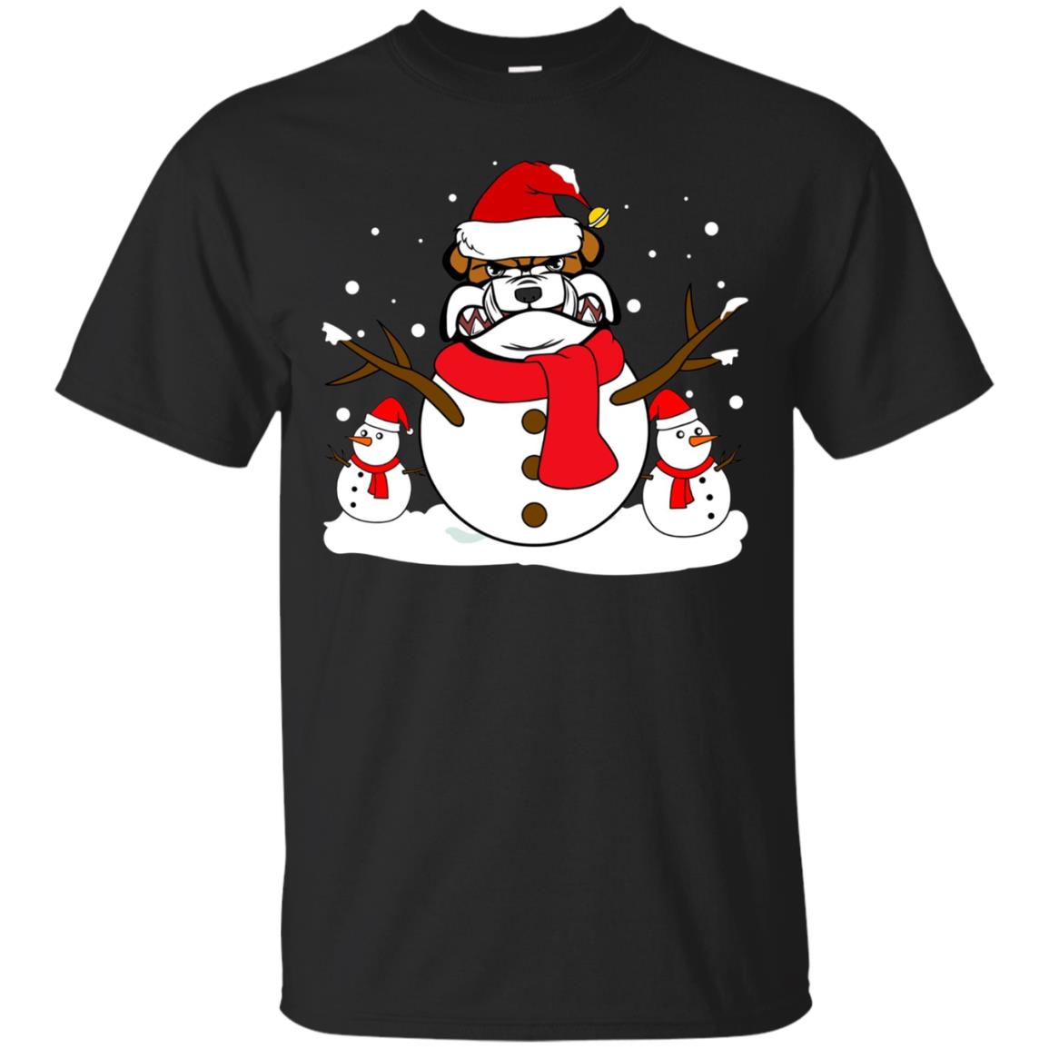 Bulldog Christmas Funny Snowman Santa Dogs Awesome T Shirt