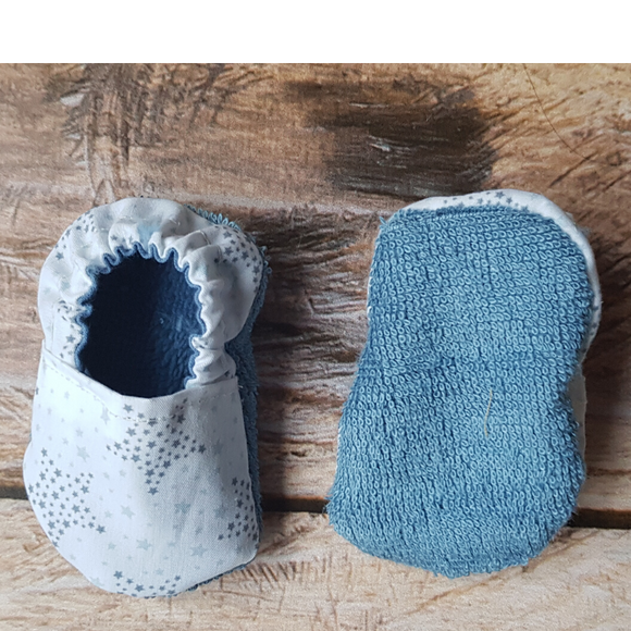 Kit Diy Chaussons Bebe Etoiles Bleu En Tissu Sur Fair Feet Fair Feet