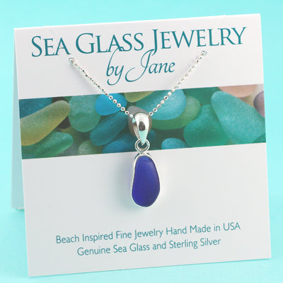 Seashell Light Blue Sea Glass Necklace | Sterling Silver | Genuine - Black  Brook Shop