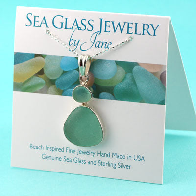  Popular Sea Foam Green Sea Glass Charm Necklace with