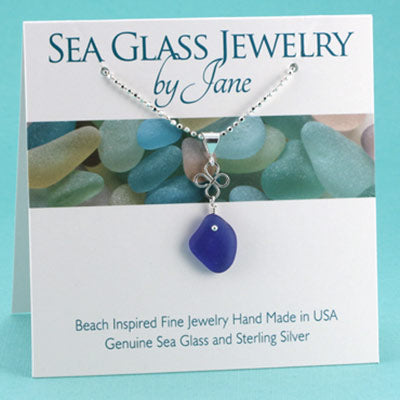 N139 R2 Cobalt Blue Beach Glass Necklace