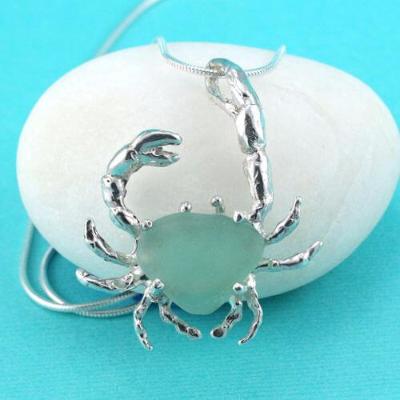  Popular Sea Foam Green Sea Glass Charm Necklace with