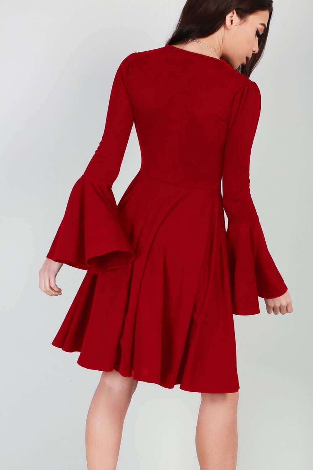 bell sleeve skater dress