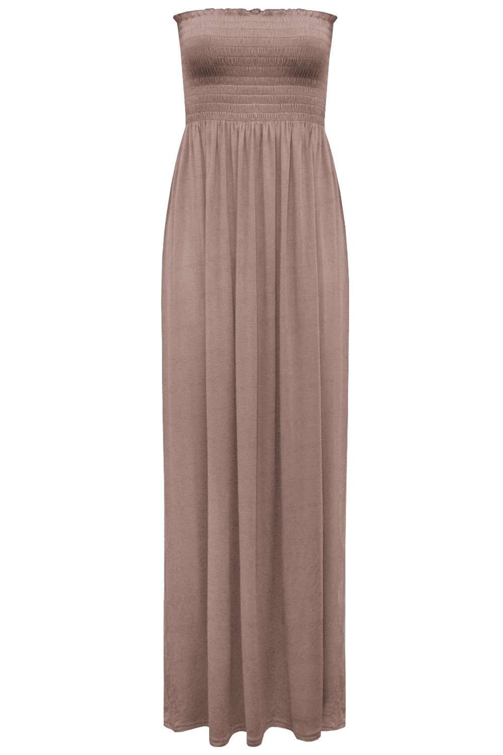 khaki bandeau maxi dress