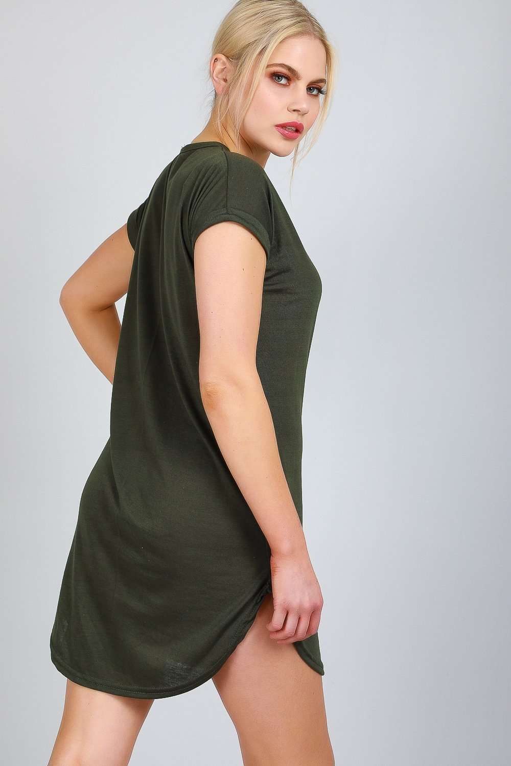 curved hem tee shirt dress