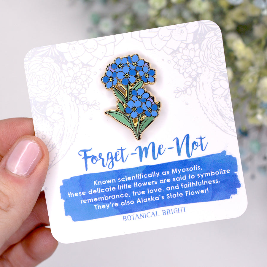 Forget-Me-Not Enamel Pin – Botanical Bright - Add a Little Beauty to ...