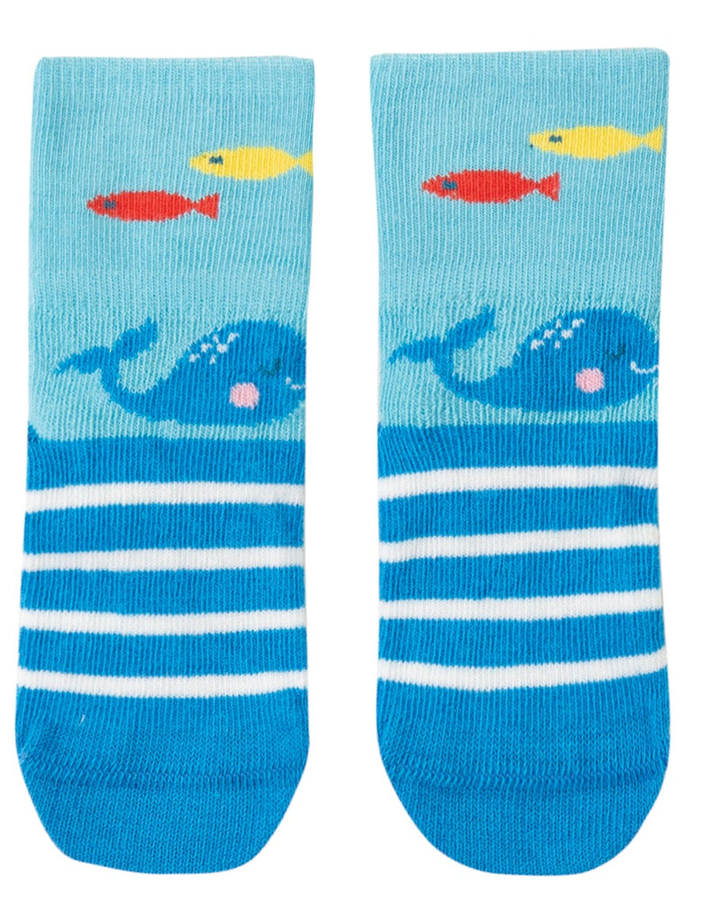 Frugi Perfect Little Pair Socks - Bright Sky/Whale