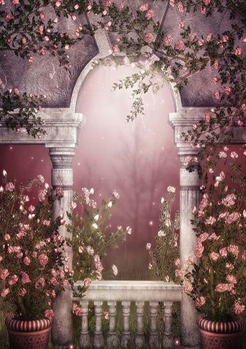 Shop Vintage building backdrop pink flower background - whosedrop