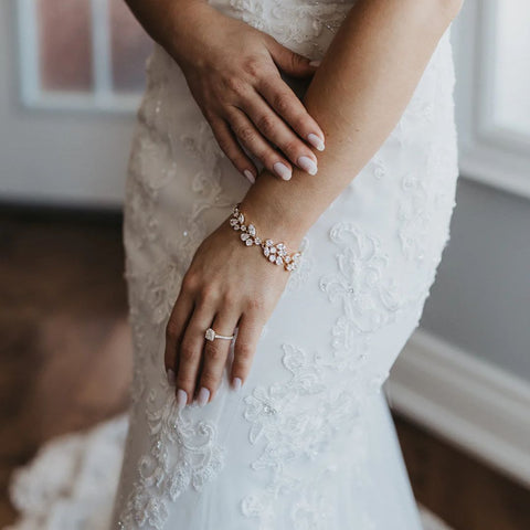 Cubic Zirconia Jewelry - Rose Gold and CZ Crystal Bracelet plus Diamond Engagement Ring