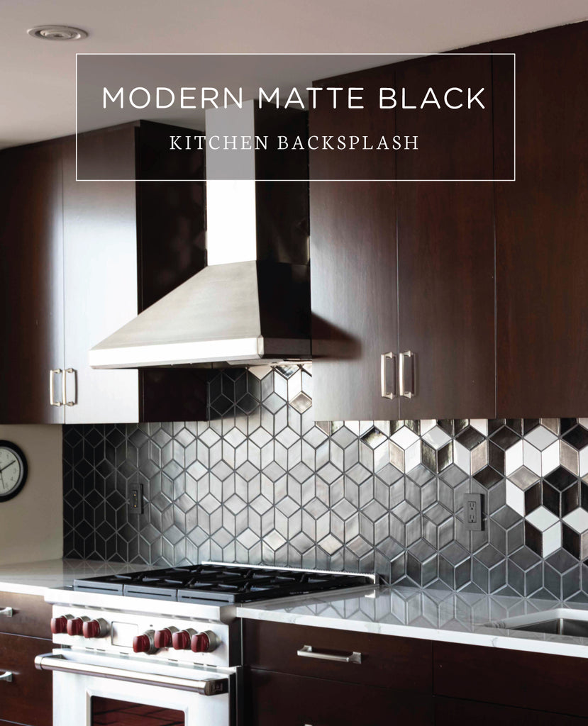 Modern Matte Black Kitchen Backsplash Mercury Mosaics