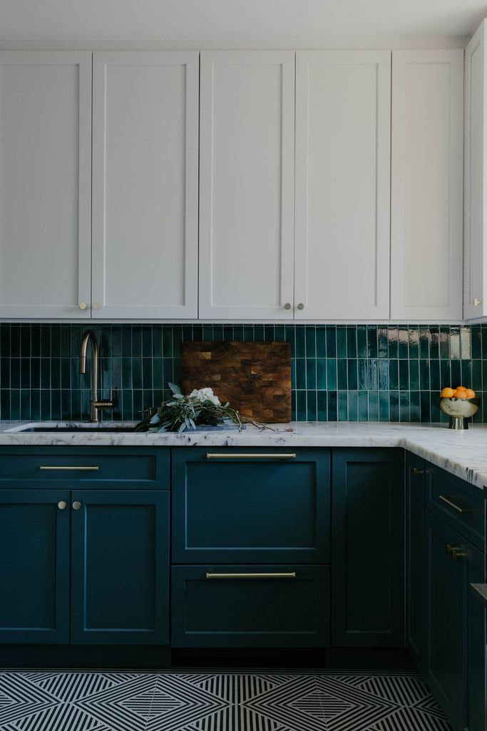 Teal 2"x6" Subway Tile Kitchen Backsplash