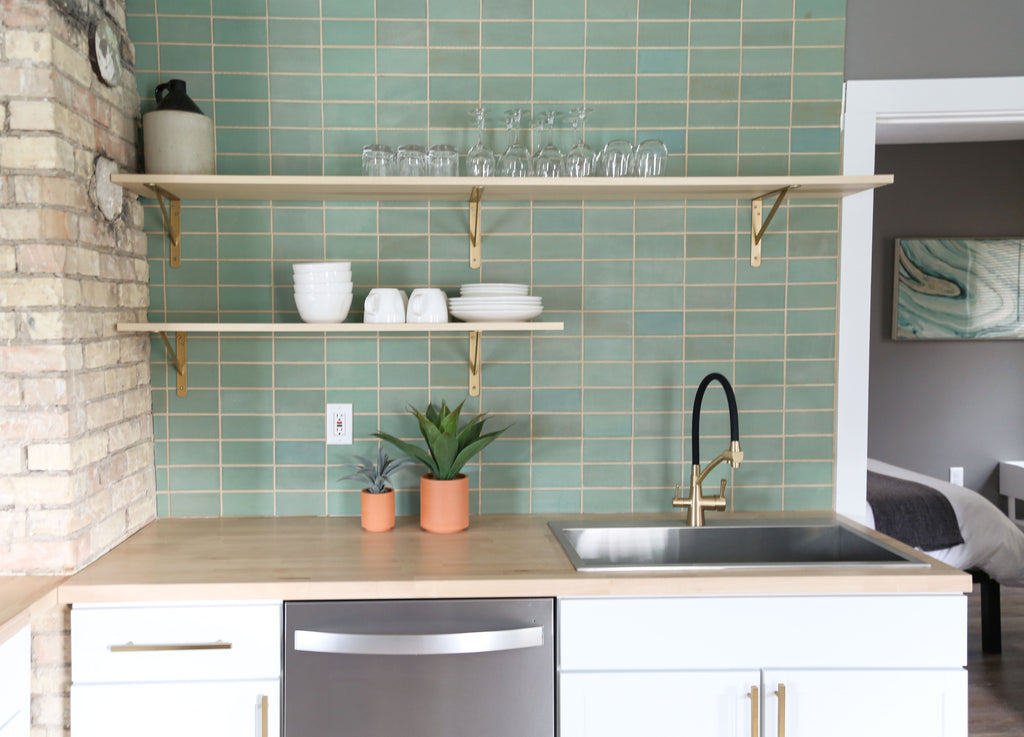 light seafoam green kitchen tile