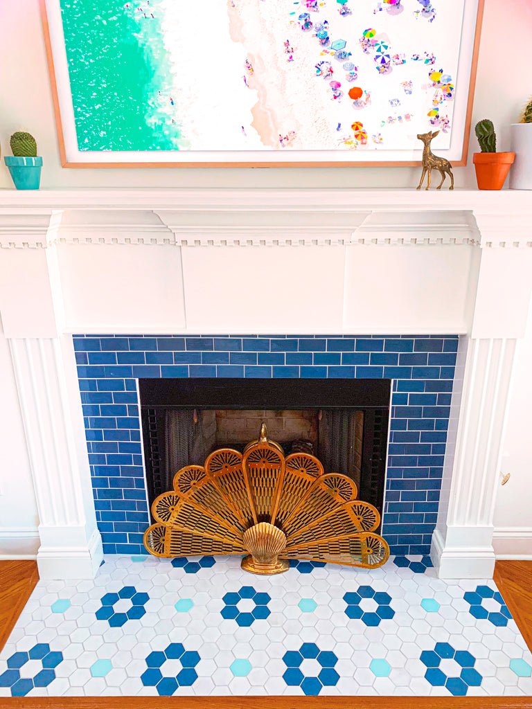 retro fireplace ceramic tile