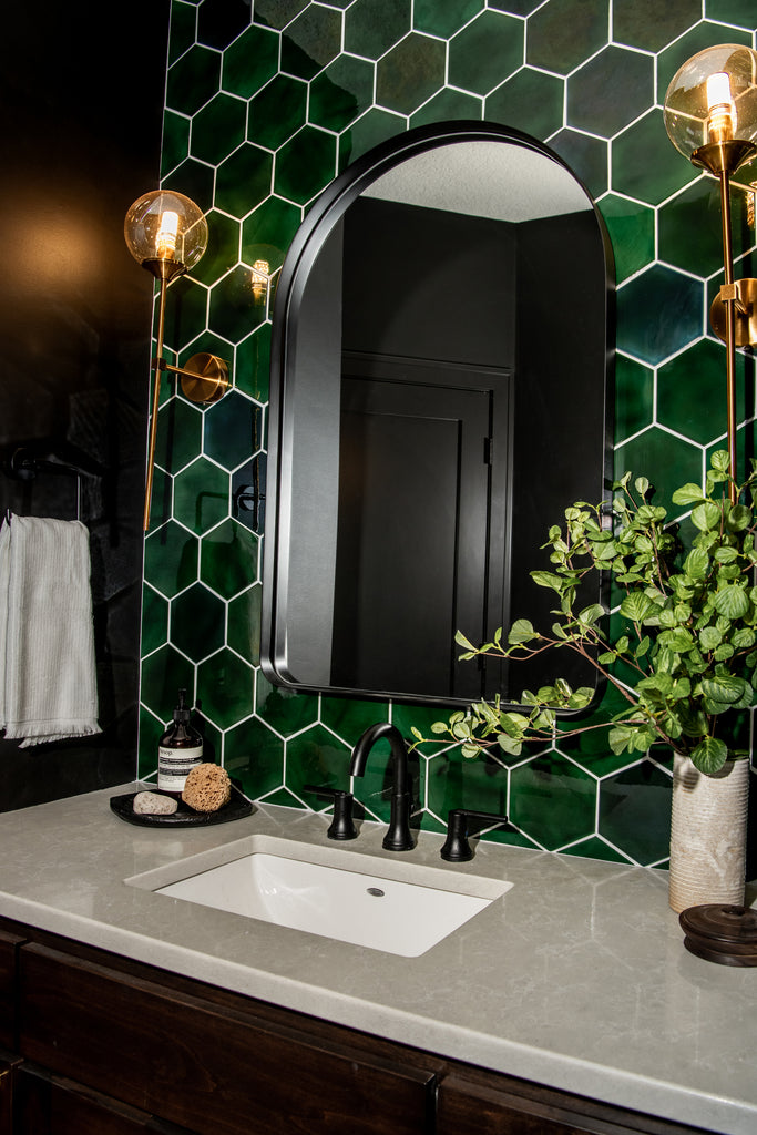 Luxurious Hexagon Tiled Powder Room