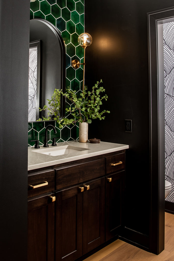 Emerald Hexagon Tiled Powder Room 