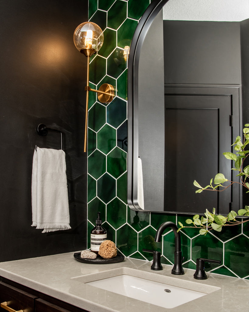 Green Hexagon Tiled Wall