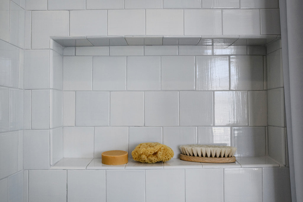 Subway Tile Shower Niche with Bullnose Tile Trim