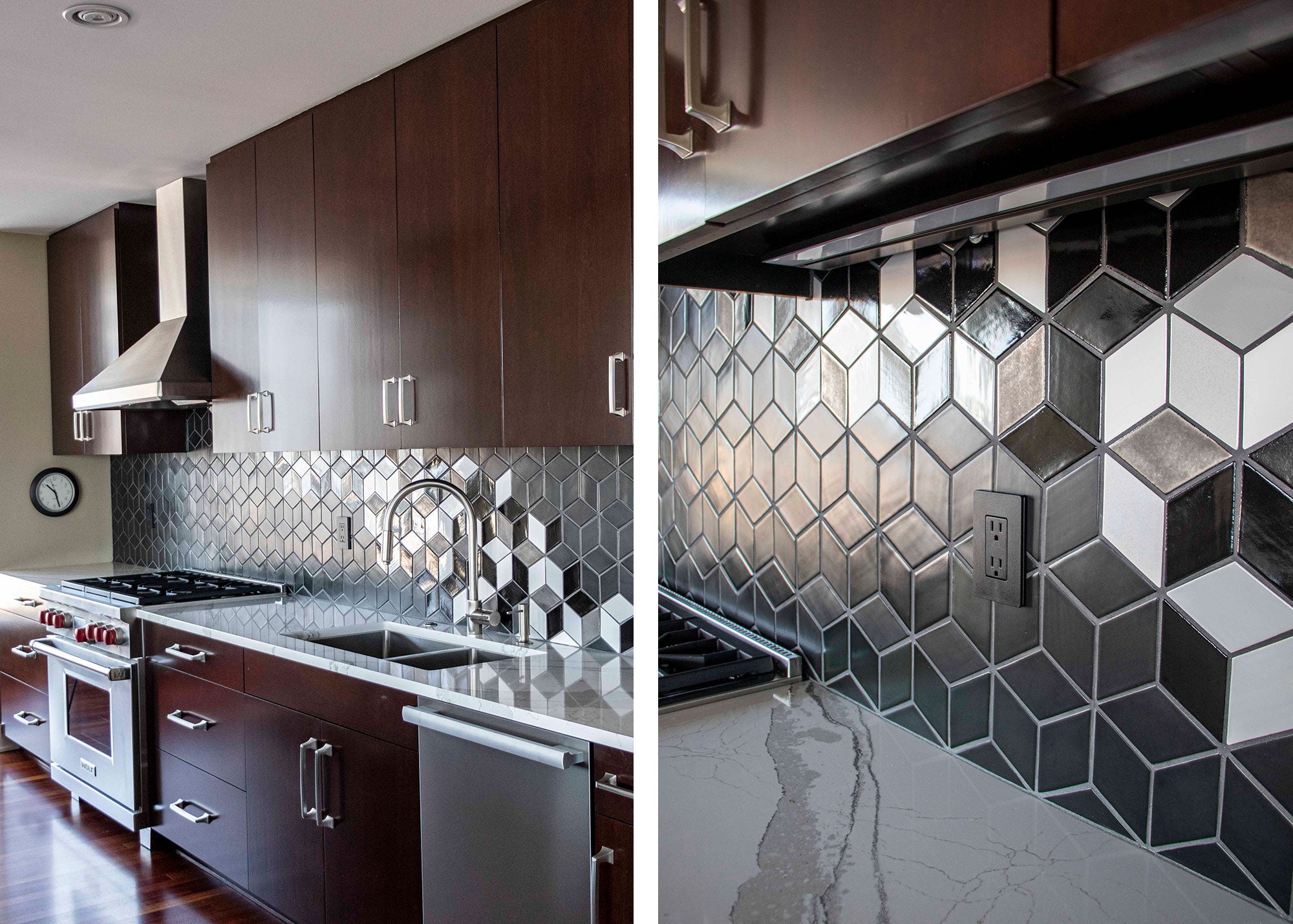 Modern Matte Black Kitchen Backsplash - Mercury Mosaics