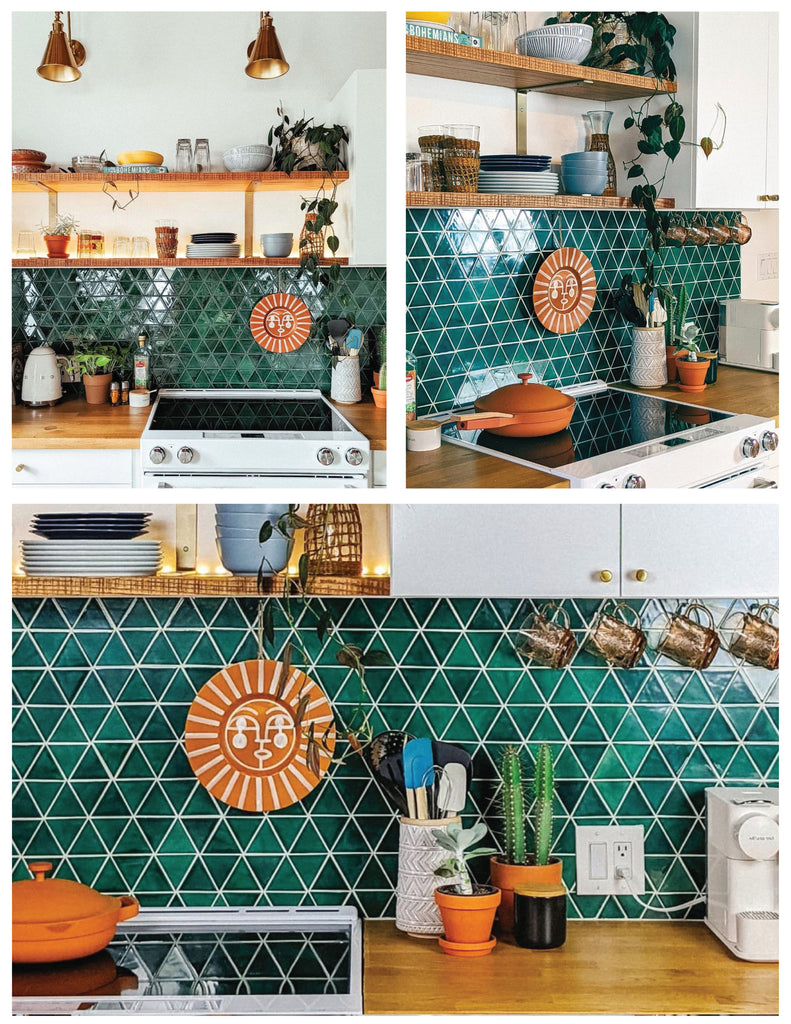 Bohemian Kitchen with Triangle Handmade Tile
