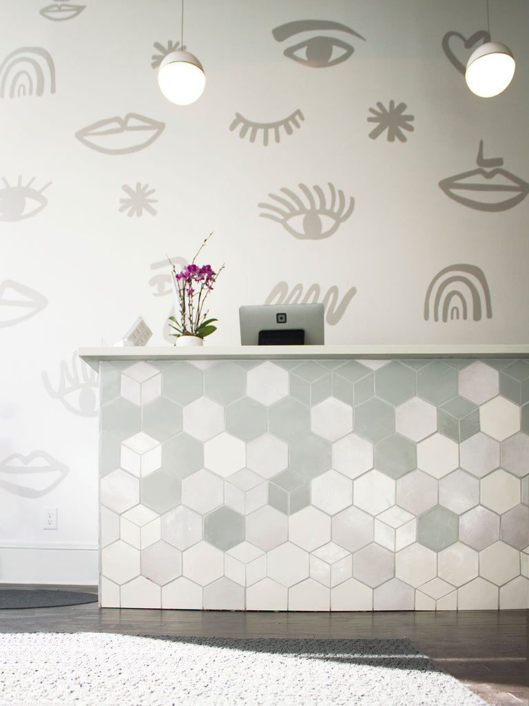 hexagon tile reception desk