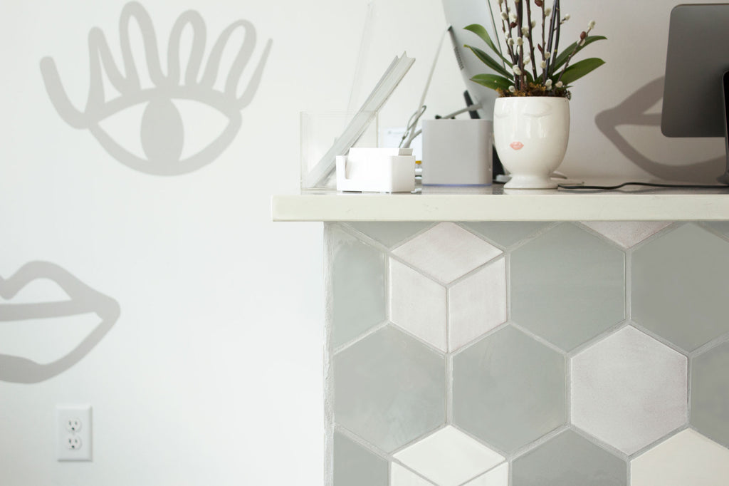hexagon tile reception desk