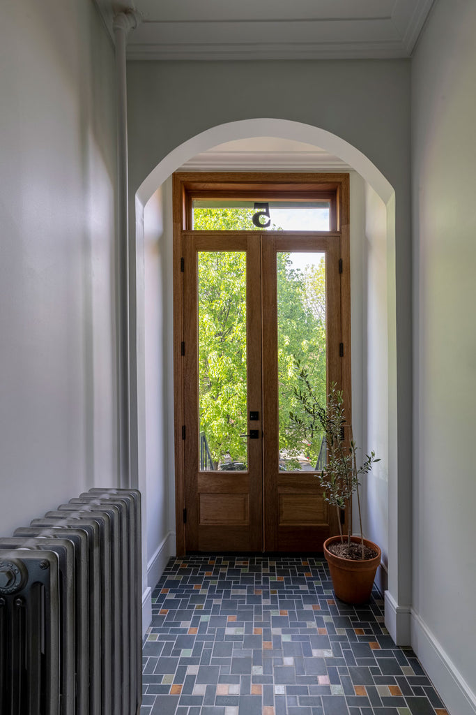 craftsman squares entryway tile pattern