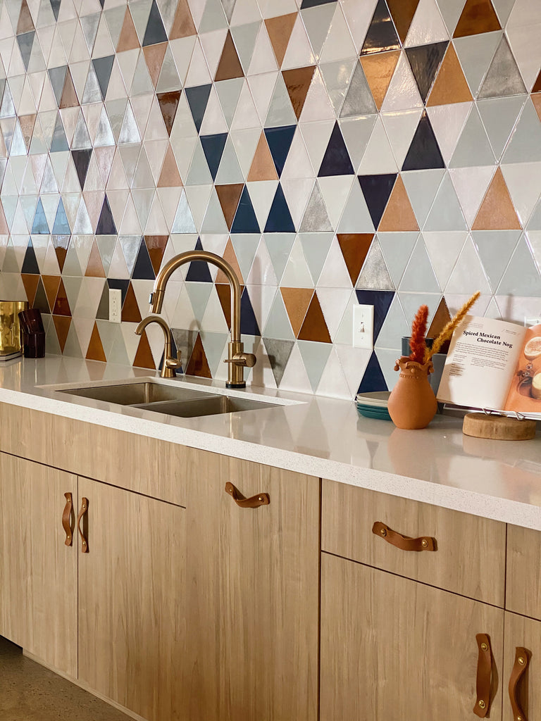 triangle ceramic tile kitchen backsplash