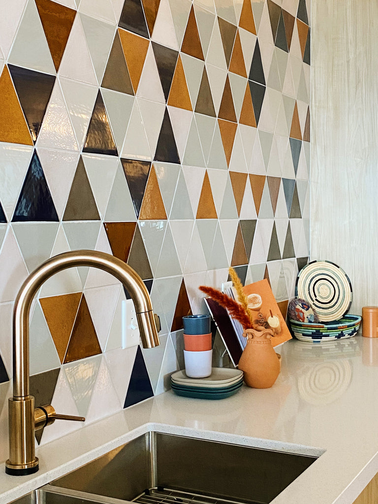 mosaic triangle kitchen tile