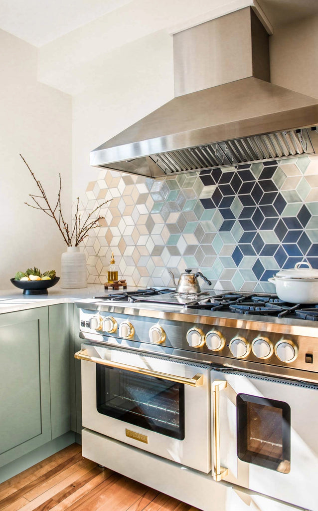 diamond tile ombre backsplash