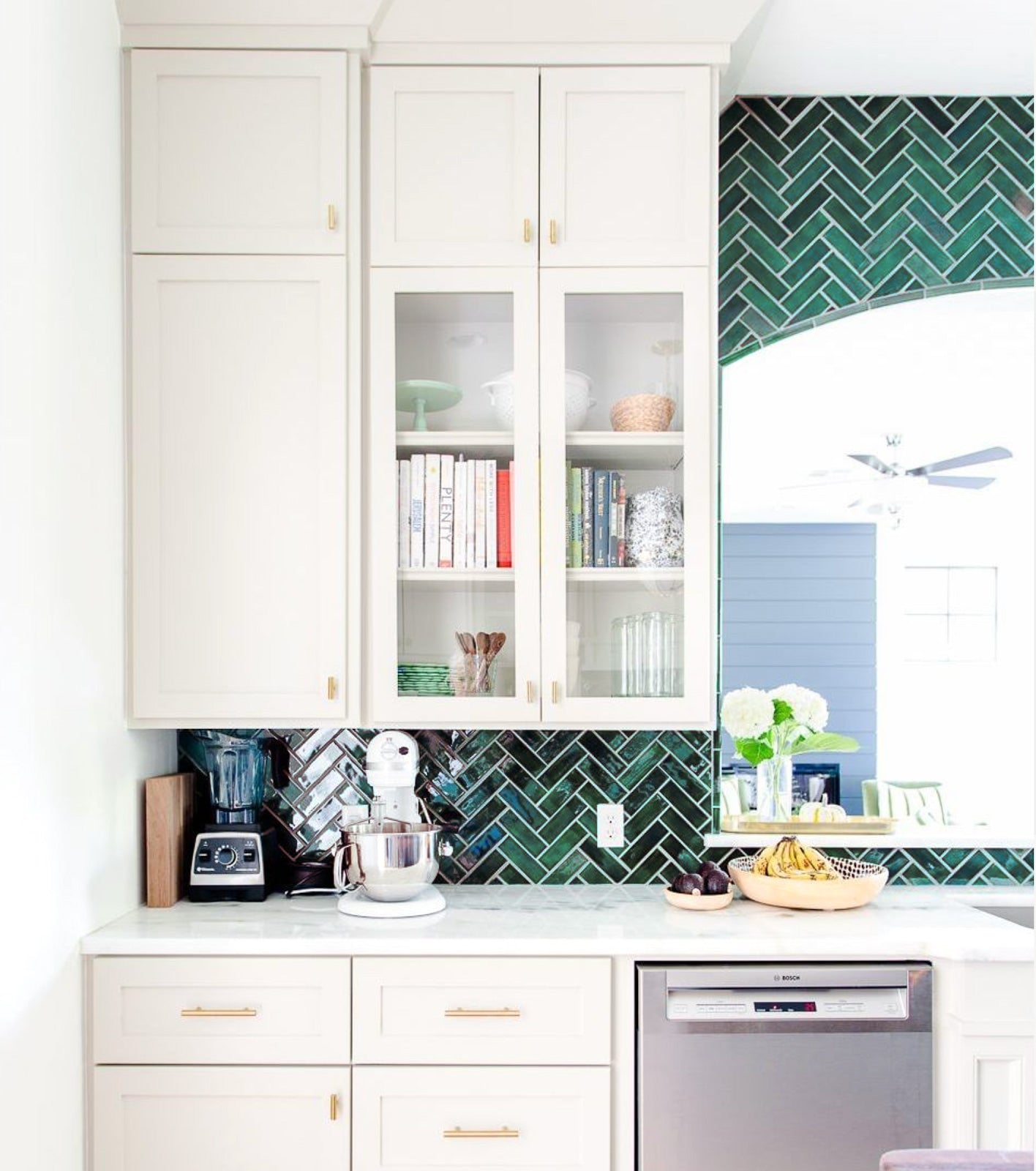 Herringbone Teal Kitchen Backsplash