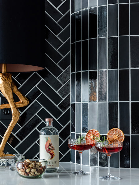 herringbone moody bar tile backsplash