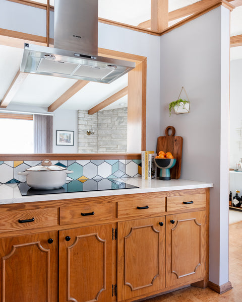 Custom geometric hexagon diamond kitchen tile