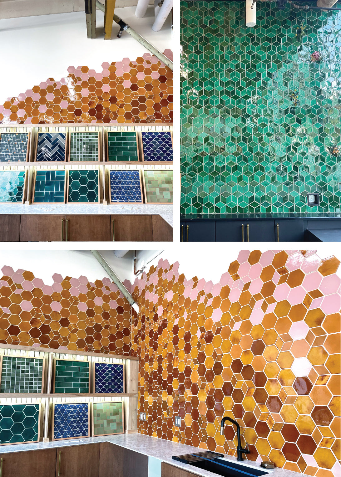 Mercury Mosaics Design Studio Tiled Kitchenette and Reception Wall