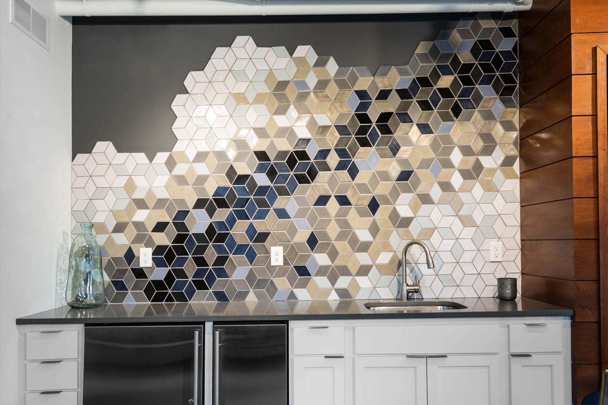 Dreamy Diamond Mosaic Tile Kitchenette Backsplash – Mercury Mosaics