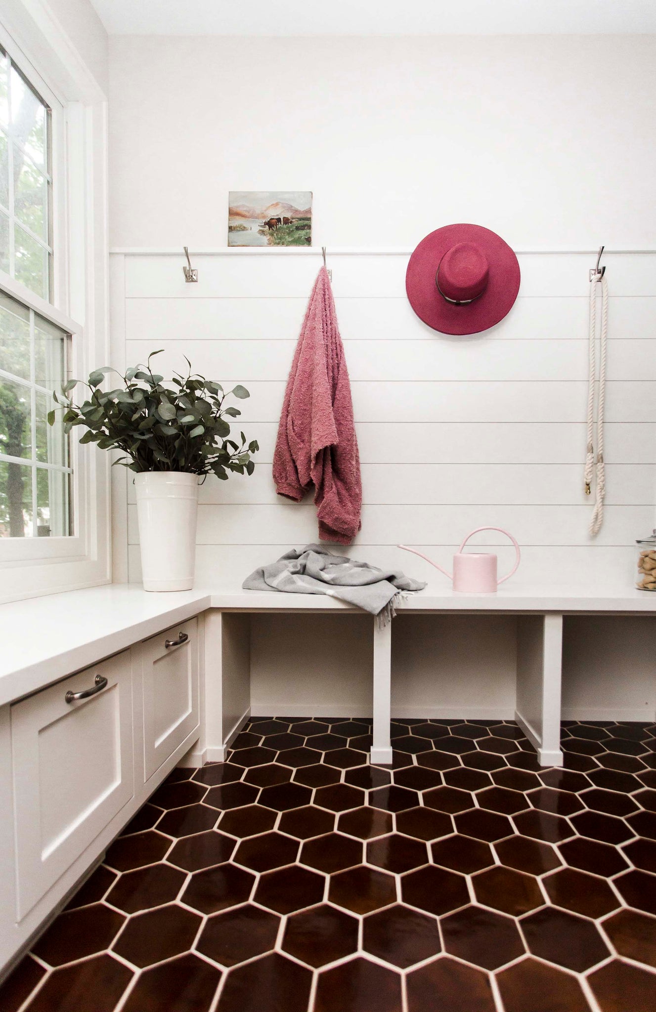 Orange Tile Mudroom Inspiration 