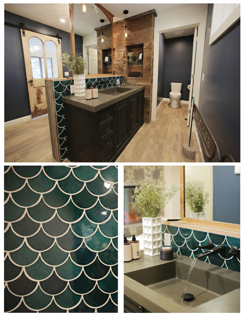 Teal Large Moroccan Fish Scale Ensuite