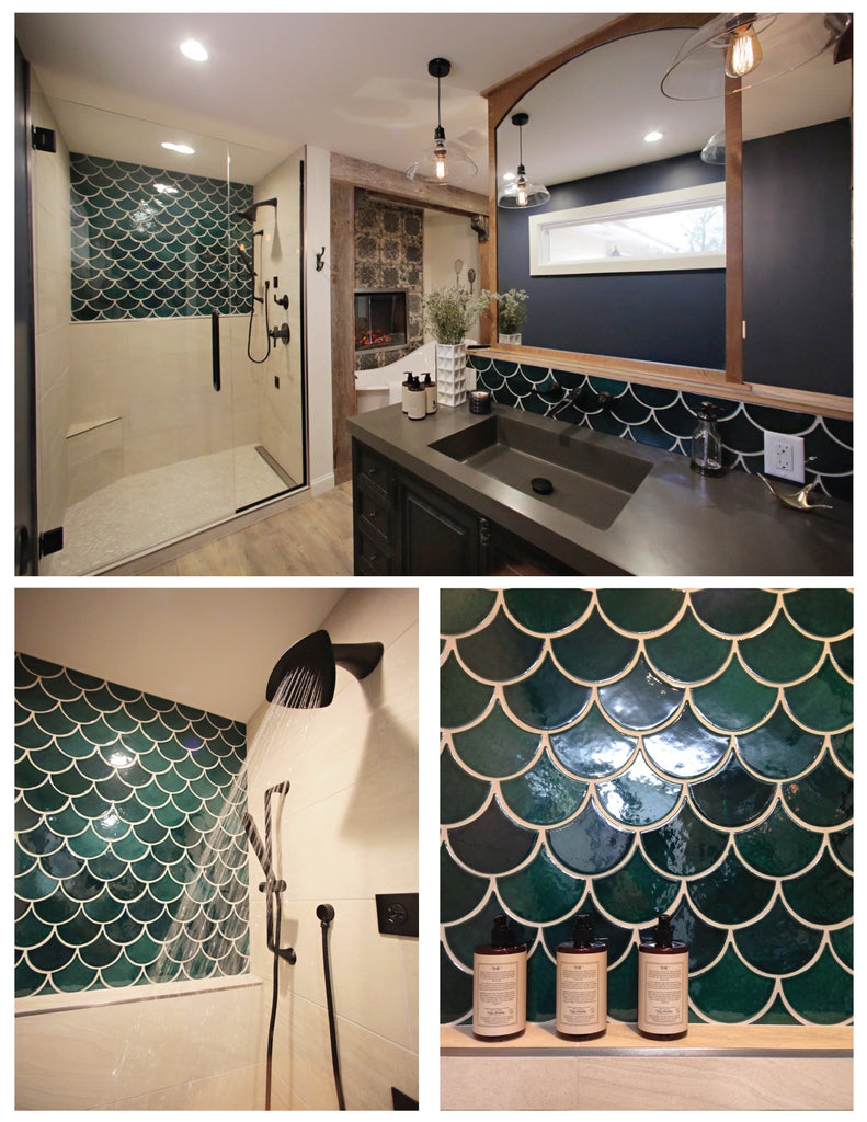 Teal Large Moroccan Fish Scale Ensuite