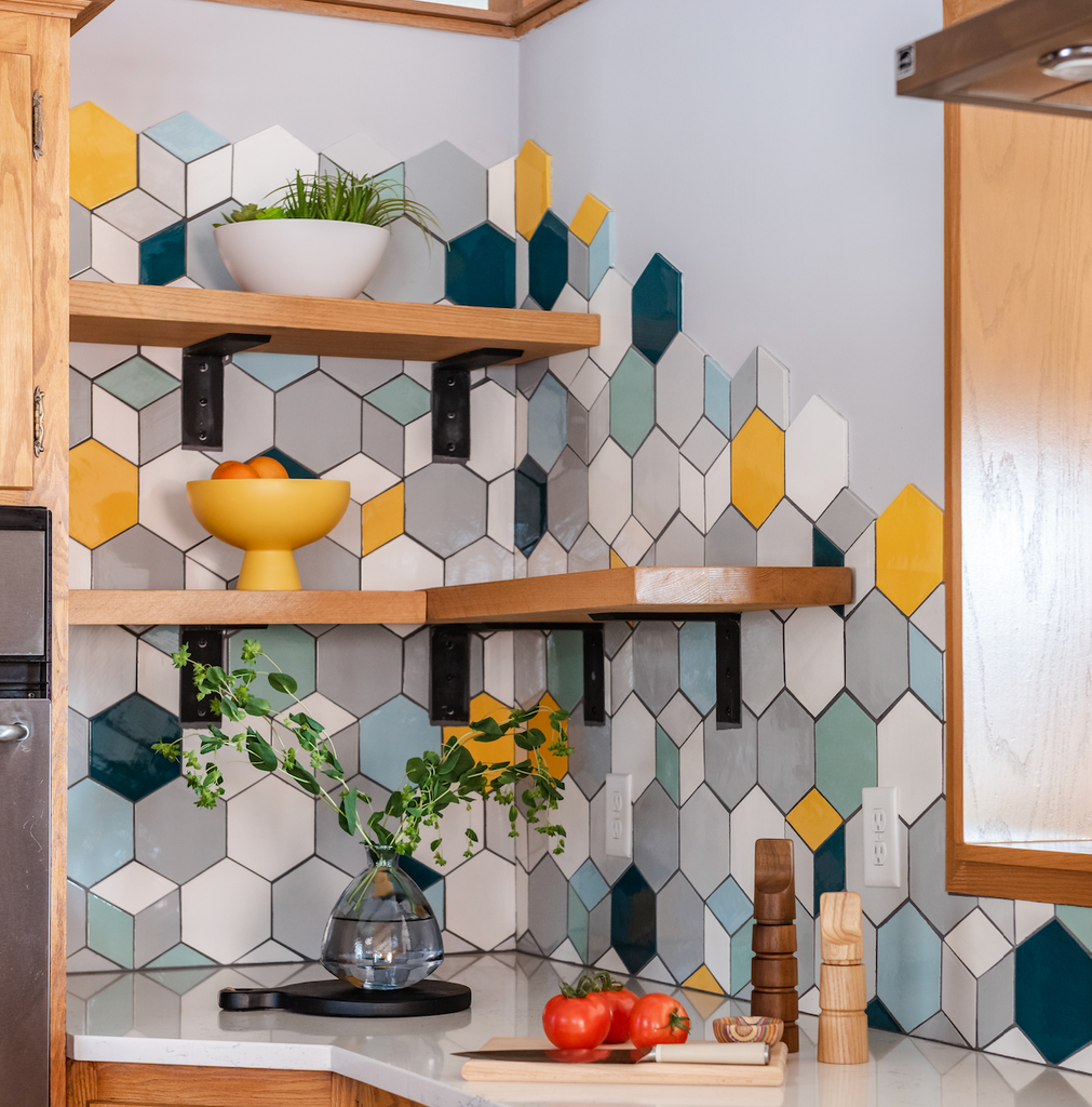 Geo Hex Mid Century Modern Backsplash