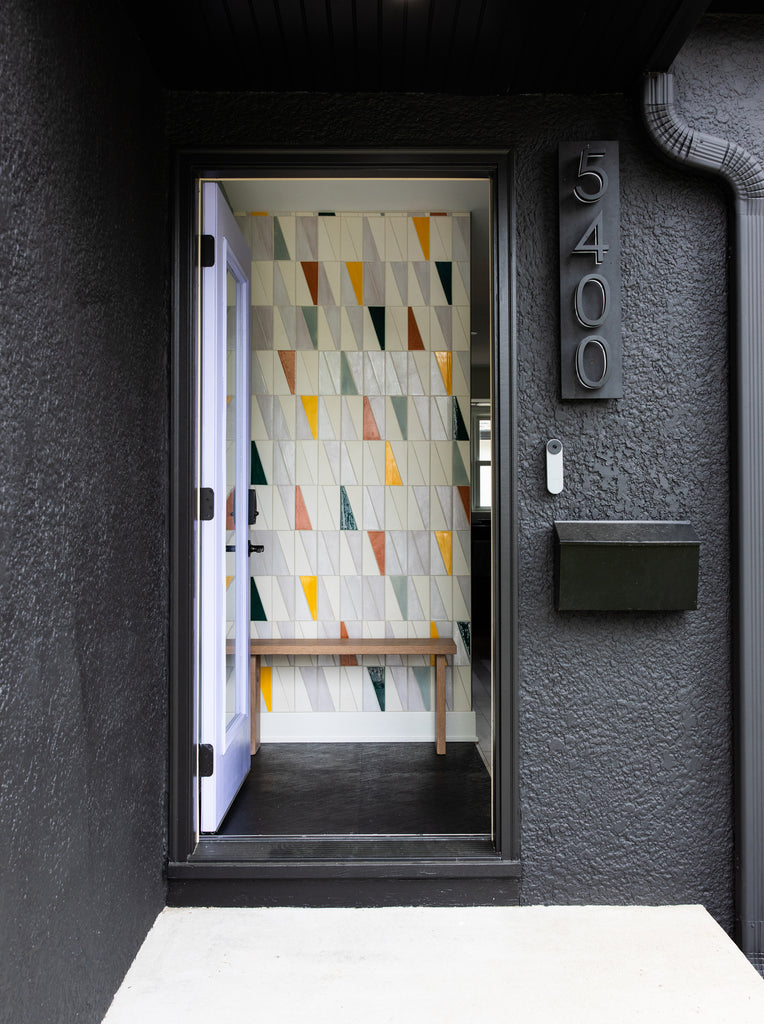 rise unique subway tile in entryway