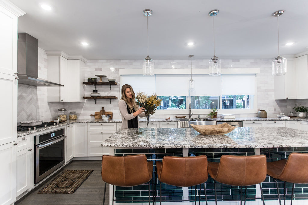 white herringbone kitchen tile