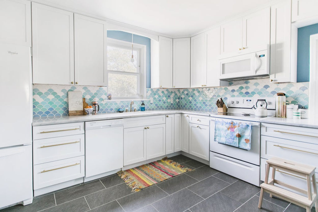 Light Blue Ombre Fish Scale Kitchen