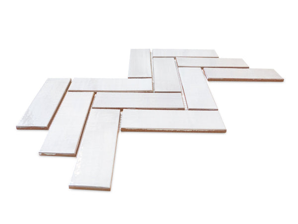 2 X6 White Herringbone Mosaic Tile Mercury Mosaics