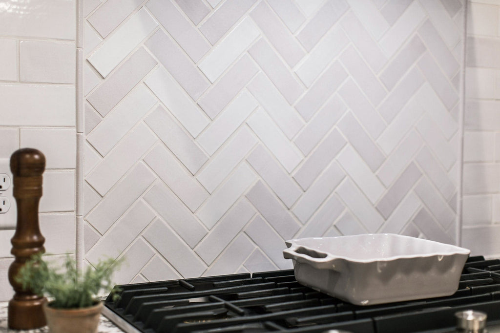 2"x6" White Herringbone Mosaic Tile | Mercury Mosaics